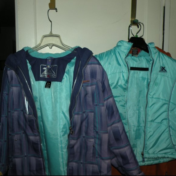 ZeroXPosur double jacket L 14 PURPLE TURQUOISE SNOWBOARD SNOW SKI - Picture 1 of 6